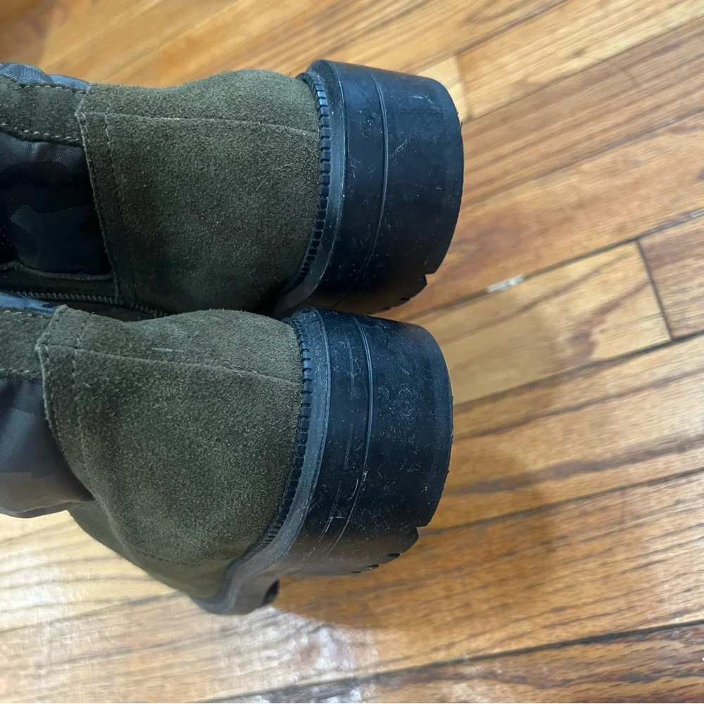 Aquatalia women‎ Lori olive green camouflage suede quilted puffer boots size 7